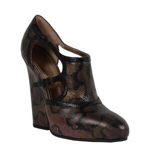 NEW BOTTEGA VENETA women's almond toe pump chunky heel in brown leather